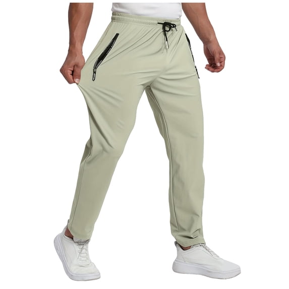 RFQWOVSR Men's Lightweight Quick Dry Athletic Joggers Elastic Breathable Running Workout Sweatpants with Zipper Pockets XXXL