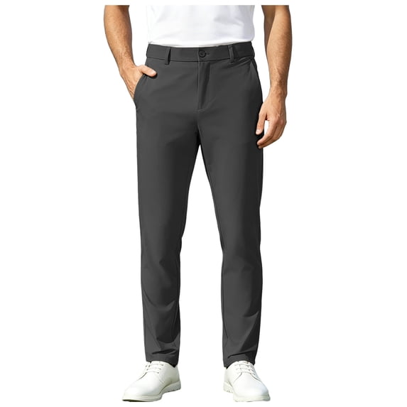RFQWOVSR Men's Wrinkle Resistant Solid Color Elastic Casual Business Formal Pants Comfortable Work Commute Trousers 38