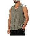 thumbnail image 1 of RFQWOVSR Mens Cotton Linen Summer Vest with Chinese Knot Buttons Loose Fit Retro L, 1 of 6