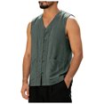 thumbnail image 1 of RFQWOVSR Mens Cotton Linen Summer Vest with Chinese Knot Buttons Loose Fit Retro L, 1 of 5