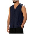 thumbnail image 1 of RFQWOVSR Mens Cotton Linen Summer Vest with Chinese Knot Buttons Loose Fit Retro XL, 1 of 6
