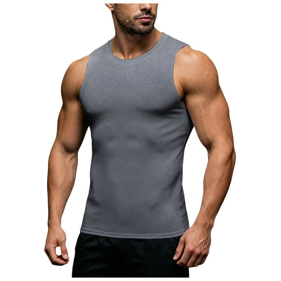 RFQWOVSR Mens High Elasticity Slim Fit Sports Vest Gym Undershirt Breathable Top S