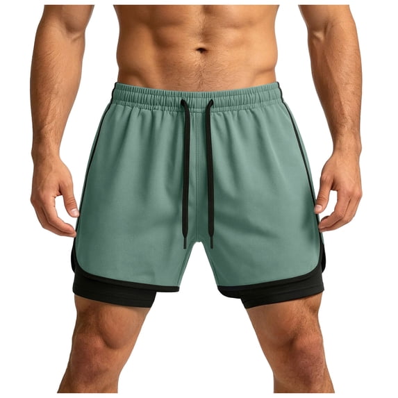 RFQWOVSR Mens Shorts 2 In 1 Running Athletic Shorts Loose Fit 5 Inch Breathable Outdoor Casual Summer Shorts L