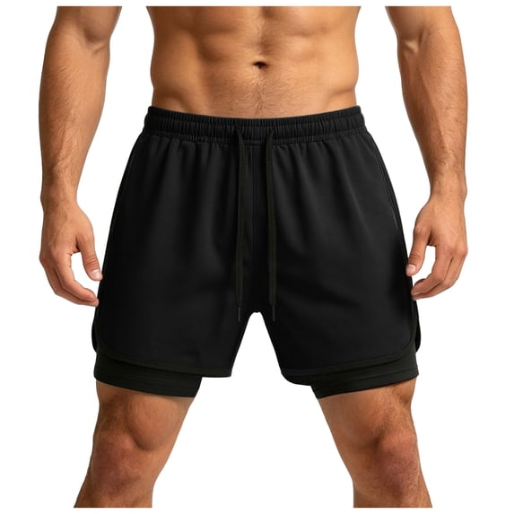 RFQWOVSR Mens Shorts 2 In 1 Running Athletic Shorts Loose Fit 5 Inch Breathable Outdoor Casual Summer Shorts M