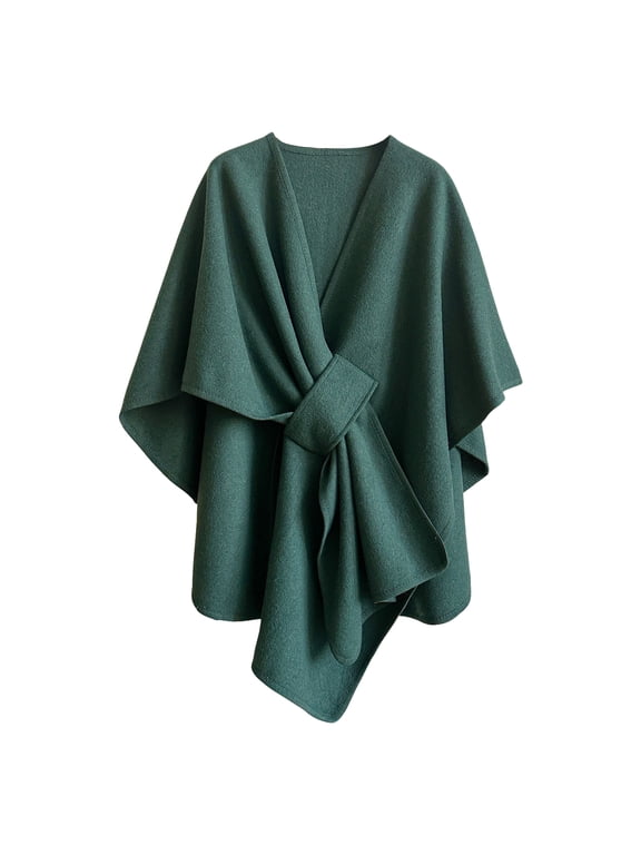 Women Knitted Shawl Cardigan Cape Wool Shoulder Wrap for Fall Winter