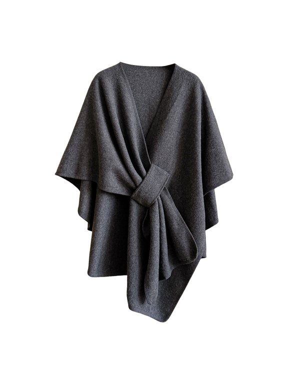 Women Knitted Shawl Cardigan Cape Wool Shoulder Wrap for Fall Winter