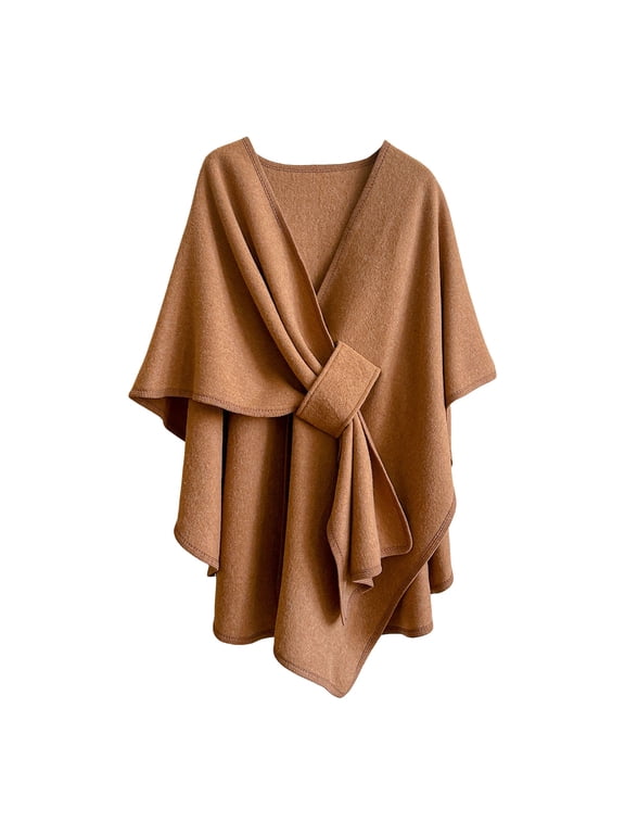 Women Knitted Shawl Cardigan Cape Wool Shoulder Wrap for Fall Winter