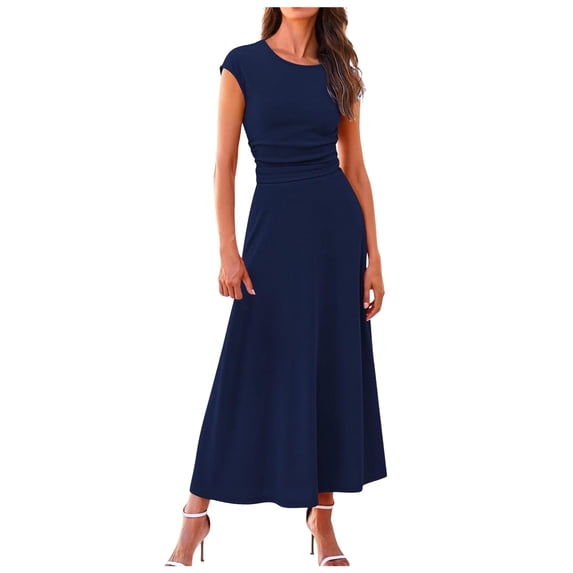 RFQWOVSR Women's Casual Knit Short Sleeve Crop Top High Waist Midi Skirt 2 Piece Set Elegant Summer Dress Outfit M