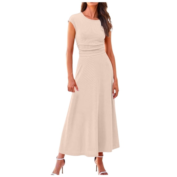 RFQWOVSR Women's Casual Knit Short Sleeve Crop Top High Waist Midi Skirt 2 Piece Set Elegant Summer Dress Outfit M