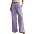thumbnail image 1 of RFQWOVSR Women's High Waist Drawstring Wide Leg Linen Pants with Pockets Loose Fit Casual Summer Trousers XS, 1 of 5