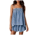 thumbnail image 1 of RFQWOVSR Womens Gingham Spaghetti Strap Tank Top and High Waist Shorts 2 Piece Set Casual Summer Matching Outfits L, 1 of 6