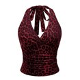 thumbnail image 1 of RFQWOVSR Womens Halter Tie Back Ruched Crop Top Slim Fit Summer Sleeveless Tank XS, 1 of 4