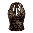 thumbnail image 1 of RFQWOVSR Womens Halter Tie Back Ruched Crop Top Slim Fit Summer Sleeveless Tank XS, 1 of 4