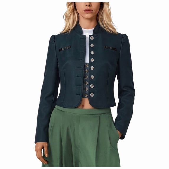 RFQWOVSR Womens Slim Short Double Button Long Sleeve Jacket Casual Fashion Coat XXL