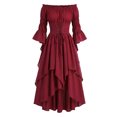 thumbnail image 1 of RFQWOVSR Womens Vintage Off Shoulder Lace Up Waist Dress Full Skirt Court Style Gown XXXL, 1 of 6