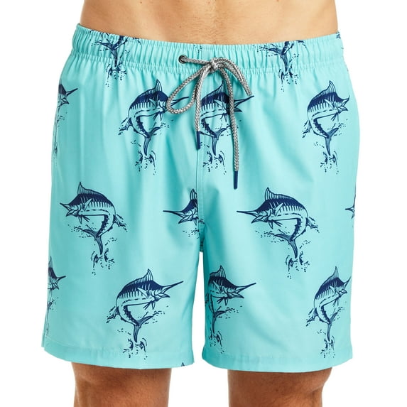 RFT Rainforest Men's Mesh Lined Quick Drying Swim Trunk, Catch, Aruba Blue, S