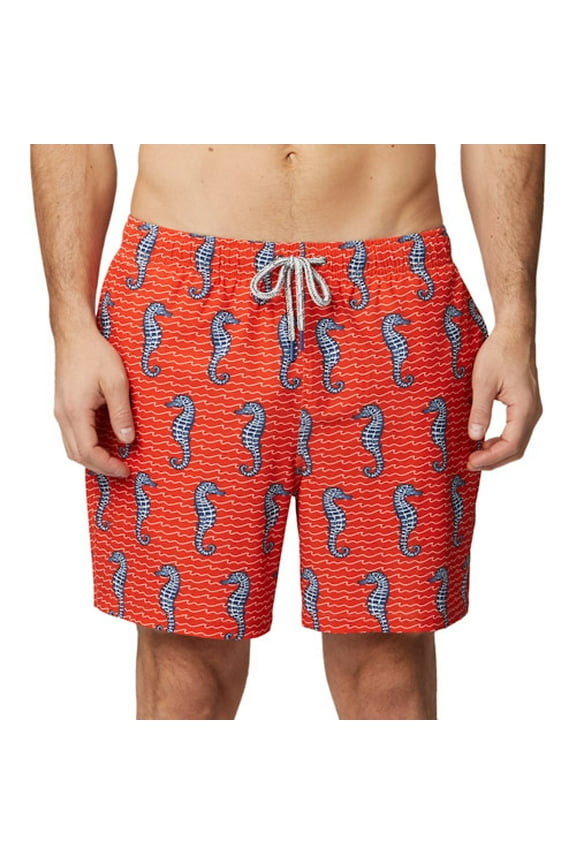 RFT Rainforest Men's Mesh Lined Quick Drying Swim Trunk, Curled Tails, Spicy Orange, M