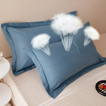 RFUGUG 2-Pack Solid Color Extra Thick Pure Cotton Flannel Pillowcases - Hotel Quality, Hypoallergenic, Soft & Durable, Machine Washable, Standard/Queen Size, 19x30in