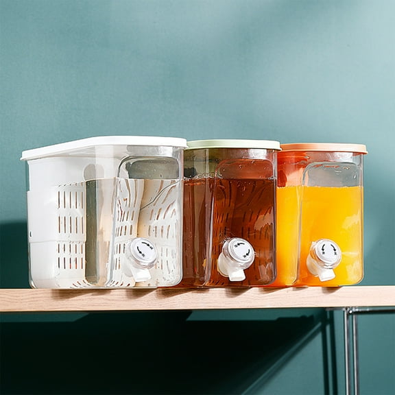 RFUGUG 3.6L Refrigerator Cold Water Dispenser with Faucet - Large Capacity for Home-Brewed Iced Tea - High-Temperature Resistant Juice Container - Perfect for Fruit Infusions & Chilled Beverages