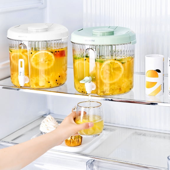 RFUGUG 4L Round Plastic Beverage Dispenser with Durable Tap - Perfect for Lemonade, Juices - Portable Design with Tight Seal & Dual Filtration - Heat Resistant for Indoor/Outdoor Parties