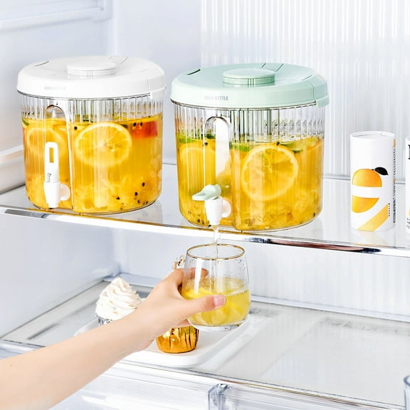 RFUGUG 4L Round Plastic Beverage Dispenser with Durable Tap - Perfect for Lemonade, Juices - Portable Design with Tight Seal & Dual Filtration - Heat Resistant for Indoor/Outdoor Parties