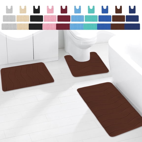 RFUGUG Bath Mat Set, Bathroom Rugs for 3 Pieces, Soft Comfortable, Absorbent, Non-Slip, Machine Washable, Easier to Dry for Floor Mats