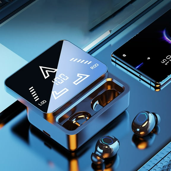 RFUGUG Bluetooth Earbuds with Mirror Display, TWS Long Battery Life Headphones, Touch-Slide Cover with Breathing Light, In-Ear Type-C Interface Earphones for Modern Audio Experience