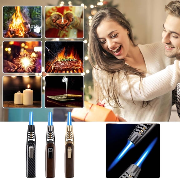 RFUGUG Butane Torch Lighter, Multipurpose Candle and Camping Lighter, BBQ Kitchen Torch, Portable Butane Ignition Tool for Various Indoor and Outdoor Uses