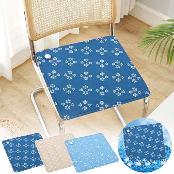 RFUGUG Cool Gel Seat Cushion - Classic Pattern Design | Office Chair Pad with Non-Slip Base, 13.78x13.78x0.39in | Breathable Polyester Cover - Versatile & Durable Comfort