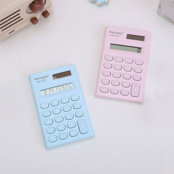 RFUGUG Cute Mini Scientific Calculator, Portable 8-Digit Display for Students - Blue, Pink - ABS Material, Non-slip Base, Clear Keys, Built-in Battery
