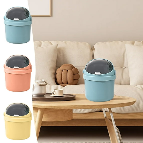 RFUGUG Desktop Cute Trash Can with Swing Lid, Save Space and Stylish Mini Garbage Can for Living Room, Bedroom, Office Desk, Classroom, 8.26x5.51x5.51in