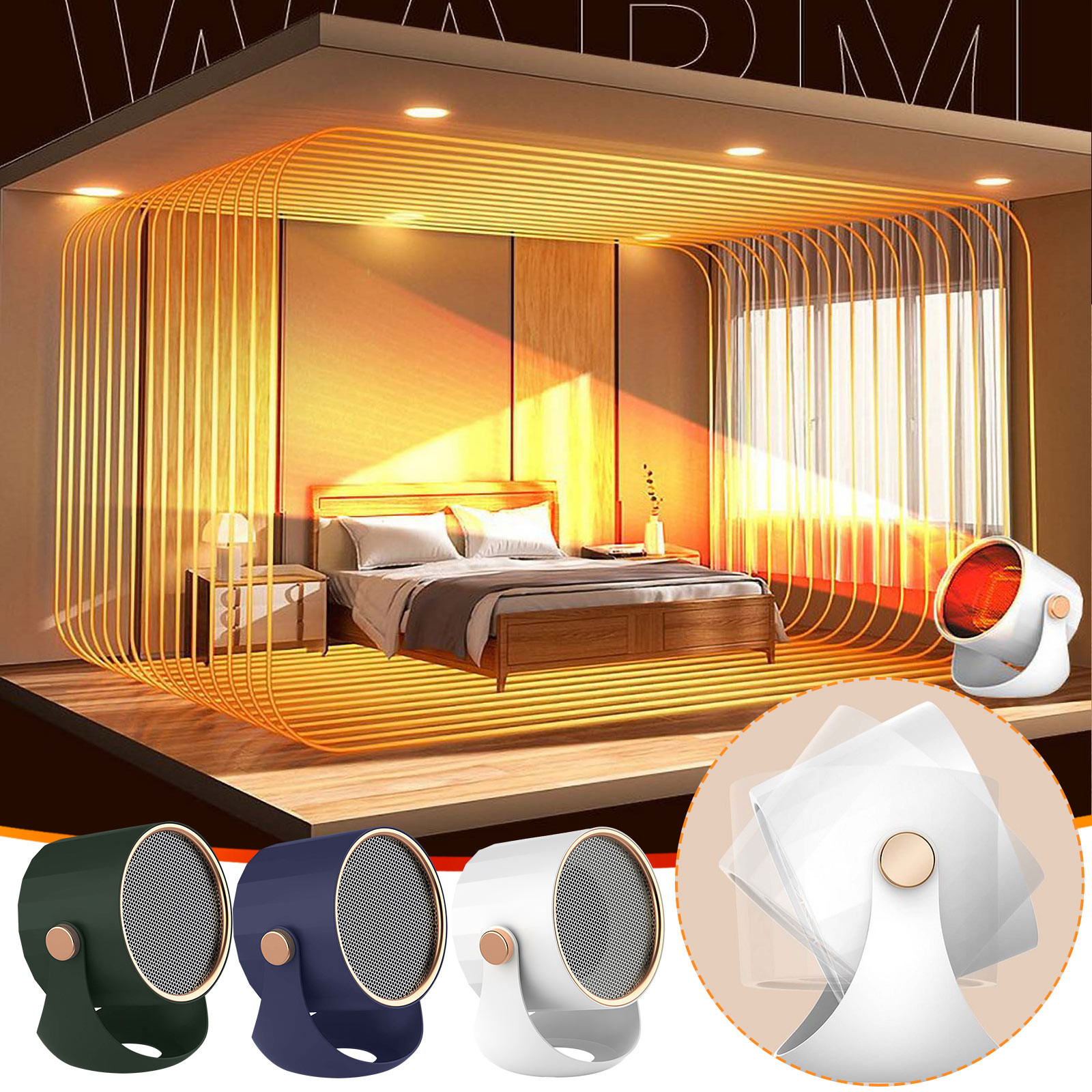 RFUGUG DualMode Desk Heater Oscillating PTC Safety Heater, Wall