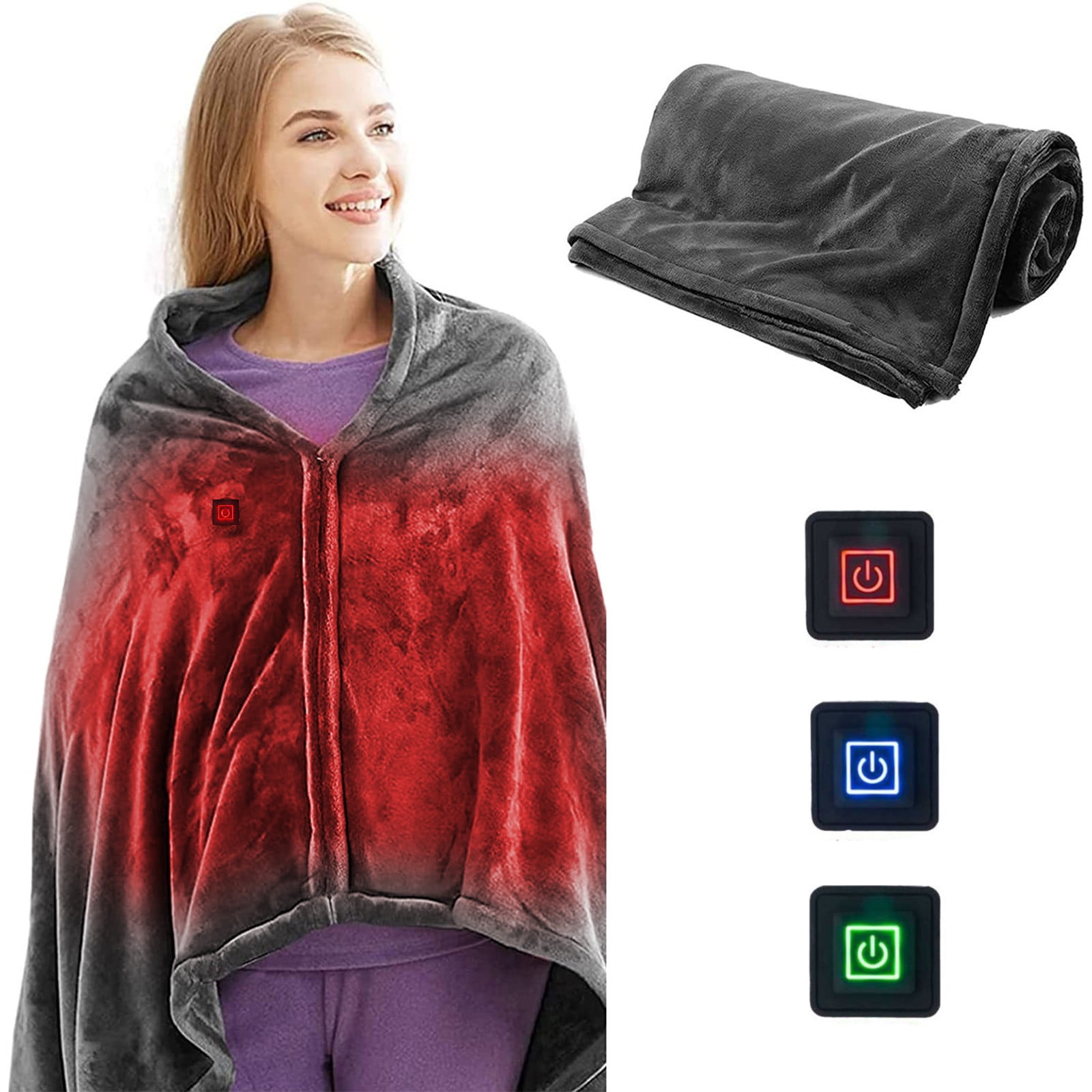 RFUGUG Electric Heated Shawl, Cozy Warming Wrap Blanket, Portable Shoulder & Neck Heating Pad - Soft Flannel, 3 Heat Settings, Auto-Off Safety Feature