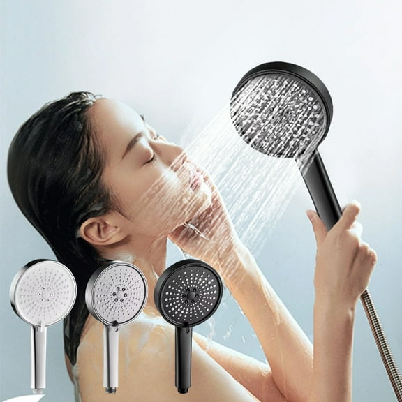 RFUGUG High Pressure Shower Heads with HandHeld, Adjustable 5 Spray Modes Function Round Shower Nozzle, Strong Panel Water Output, Luxury Modern Look