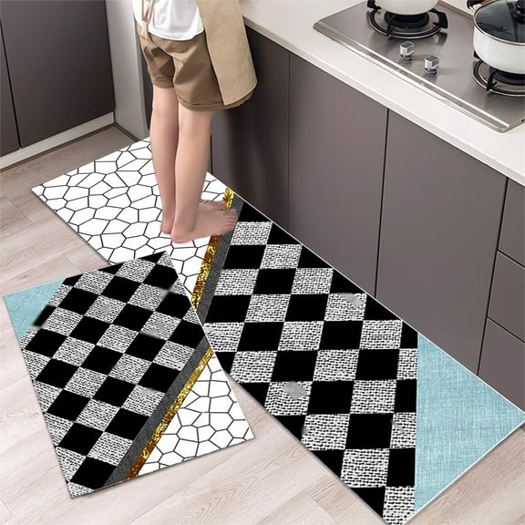 RFUGUG Kitchen Rugs and Mats, Non Skid Kitchen Runner Rug, Absorbent Resist Dirt Kitchen Floor Mat Comfort Standing Mat for Machine Washable,Set of 2, 15.75x23.62, 15.75x47.24 in