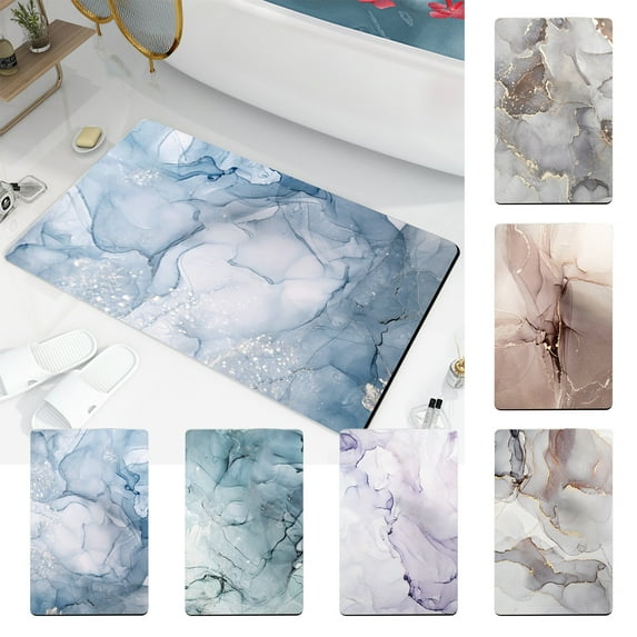 RFUGUG Marble Bathroom Rug, Washable Non Slip Quick Dry Floor Rug Carpets Floor Bath Mat Bathroom Decorations, 16x24 in