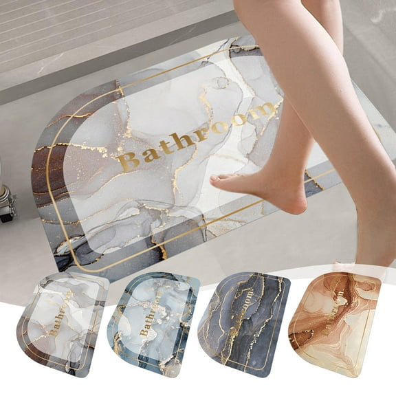 RFUGUG Marble Bathroom Rug, Washable Non Slip Rubber Backing Quick Dry Comfort Floor Rug Carpets Floor Bath Mat Bathroom Decorations, 16x24 in