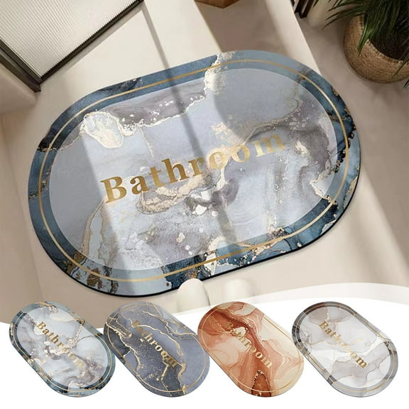 RFUGUG Marble Bathroom Rug, Washable Non Slip Rubber Backing Quick Dry Floor Rug Carpets Floor Bath Mat Bathroom Decorations, 16x24 in