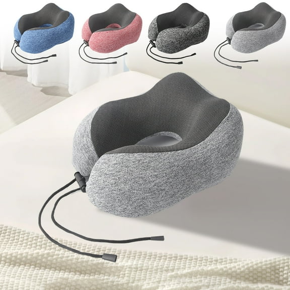 RFUGUG Memory Foam U-Shaped Travel Pillow - Adjustable Neck Support Cushion for Airplane Trips, Naps and Long Journeys - Perfect for Improving Posture and Comfort During Sleep
