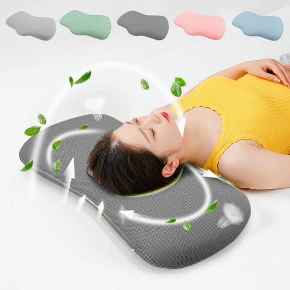 RFUGUG Neck Pillow with Memory Foam, Neck/Shoulder Pain Relief, Cooling Ice Silk & Cotton Cervical Sleeping Pillow Neck Contour Support Bed Pillow for Side Back Stomach Sleeper