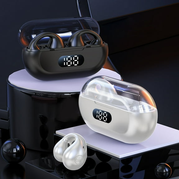 RFUGUG Open-Ear Wireless Bone Conduction Headphones, Bluetooth 5.3, IPX6 Waterproof, 5-6 Hour Playtime, 400mAh Battery, Secure Fit for Running, Cycling, Driving