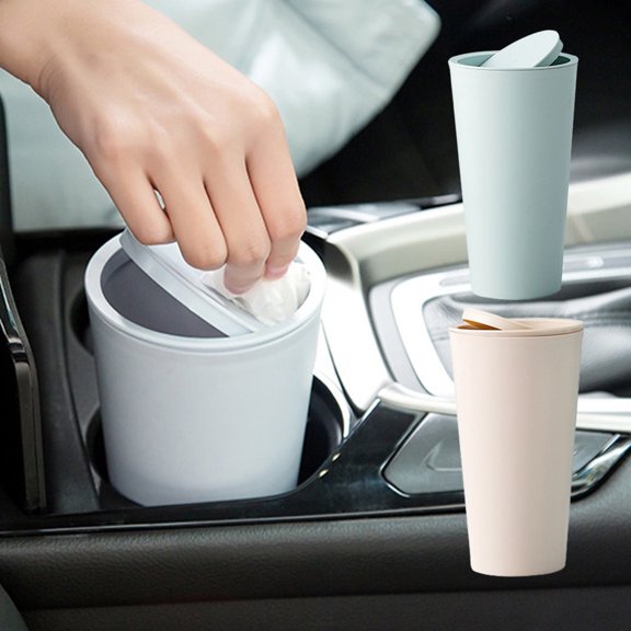 RFUGUG Oscillating Lid Car Mini Trash Can - Portable & Stylish Garbage Bin for Auto, Home, Office | Detachable Top for Easy Cleaning | Robust Plastic | Compact 6.4x3.1x3 in
