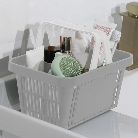 RFUGUG Plastic Shopping Baskets, 5.7L Handle Baskets, Black Retail Market Bins, Multi-Purpose Grocery Storage Containers for Thrift and Convenience Stores