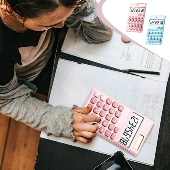 RFUGUG Portable Mini Calculator, High-Performance Solar-Powered 8-Digit Display, Stylish Design for Students, Compact Size for Easy Carrying, Perfect for School or Office