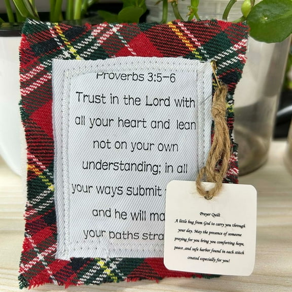 RFUGUG Prayer Quilt with Cross Inside, Mini Vintage Prayer Quilt Squares for Yourself Friend Family, Handmade Sew Individually Vintage Prayer Quilt Squares, Symbolism Poems Quilts