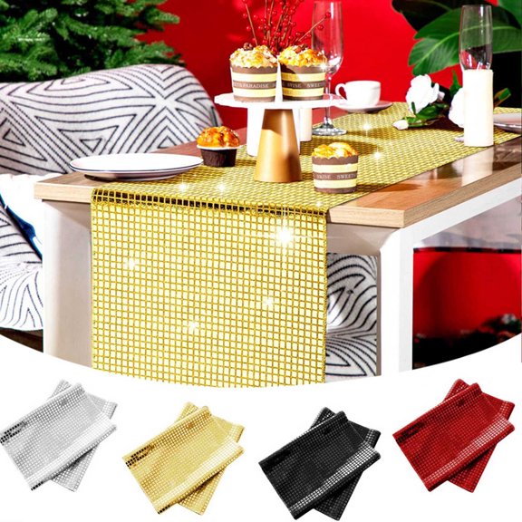 RFUGUG Sequin Table Runner, Party and Wedding Decoration, Glittery, Durable, Easy Care, Perfect for Bachelorette, Holiday, Banquet Tables, 11.81x108.26in