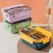 RFUGUG Stylish 3-Compartment Leakproof Lunch Box - 42.7oz Capacity Bento Box with spoon, Fork & chopsticks, Perfect for Adults, Work, Picnics & Outdoors - Durable Plastic, 7.67x5.71x3.15in