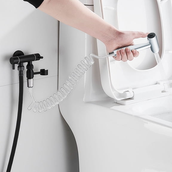 RFUGUG Toilet Bidet Sprayer Kit - Complete Set with Wall Mount Bracket, Flexible Spring Hose, and Premium Spray Head for Refreshing Hygiene Upgrade