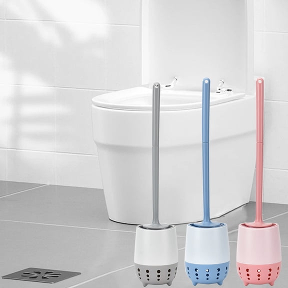 RFUGUG Toilet Bowl Brush Holder Set, Dead Corner Cleaning Brush, Long Handle for Effortless Use, Space-Efficient Wall-Mounted Ventilated Base, Gentle Soft Bristles, 19.69x4.33x4.33in