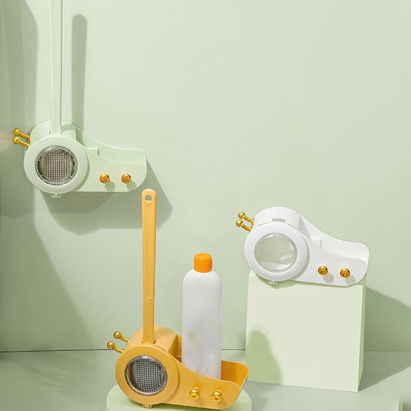 RFUGUG Toilet Brush and Holder Set, Dead Corner Cleaning Brush, Flat Brush Head for Comprehensive Cleaning, Quick-Drying, Ventilated Holder, Wall-Mounted for Space Efficiency, Easy to Clean
